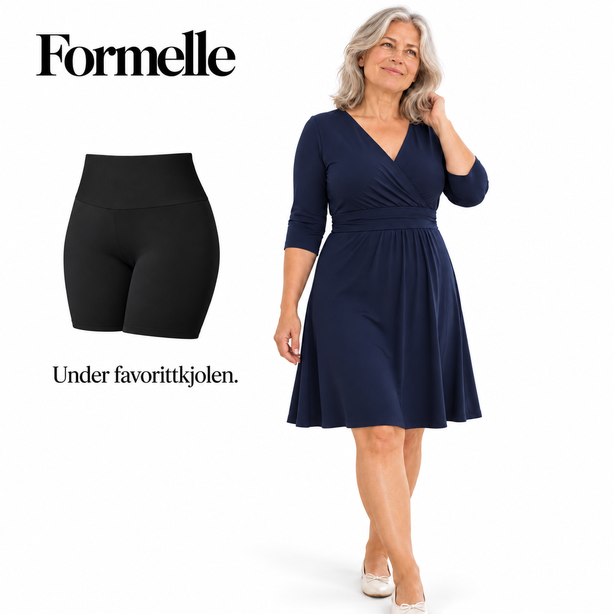 Shapewear-shorts med høyt liv og anti-rull